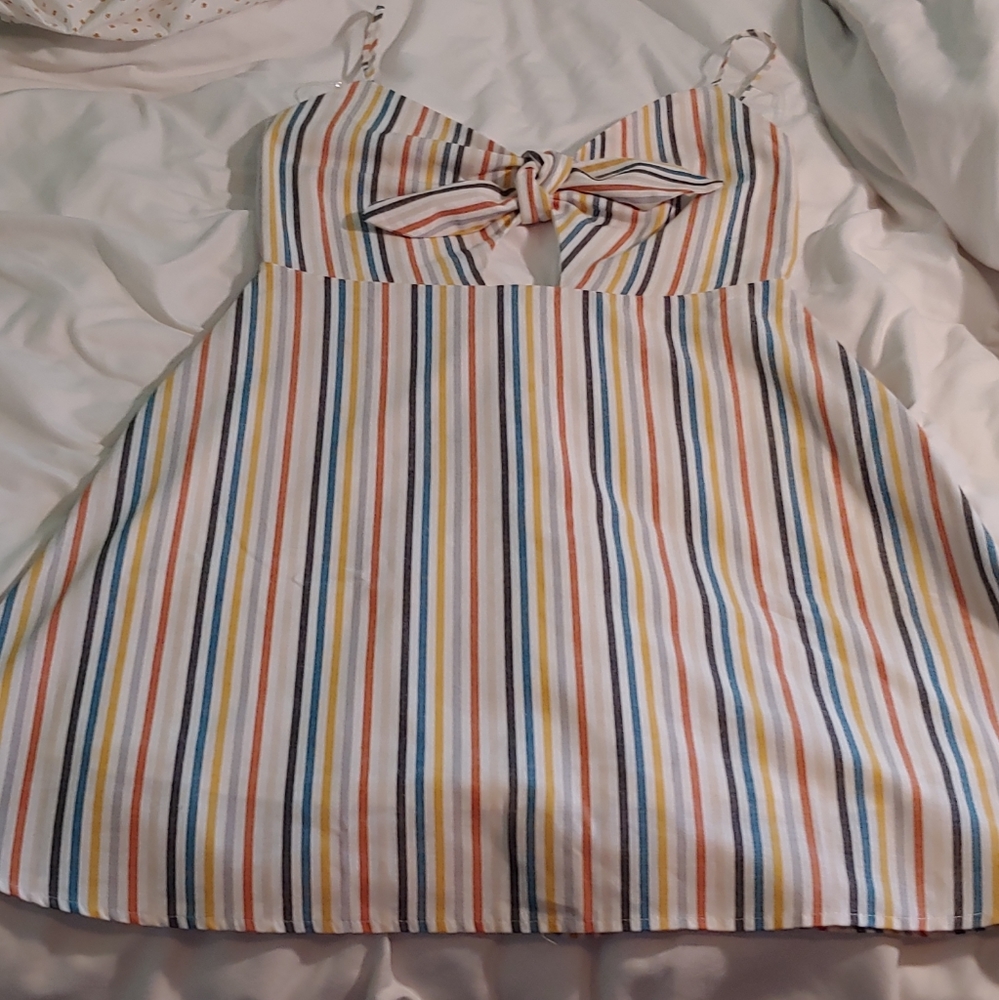 Alter’d State Strip Tie Front Cut Out Summer Dress - Picture 1 of 5